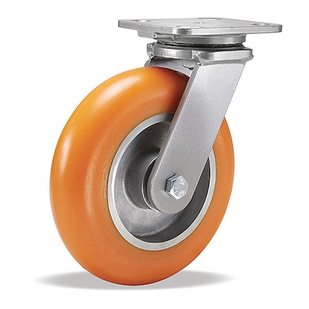 Hamilton Workhorse Swivel Caster, 8" x 2" Ergo-Tech Donut Tread Polyurethane (87A) on Aluminum Wheels S-WH-82EMB