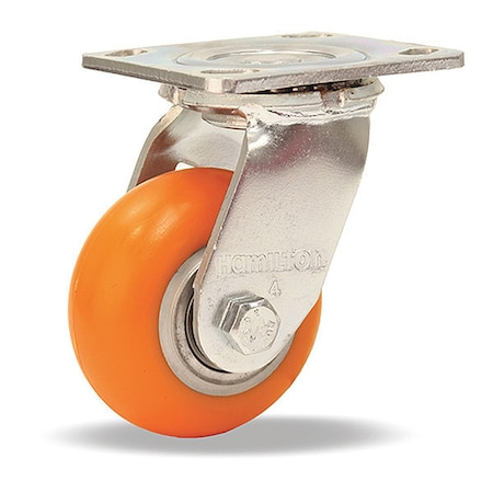 Hamilton Stainless Steel Workhorse Swivel Caster, 4" x 2" Ergo-Tech (87A) Wheel S-WHS-42EMB