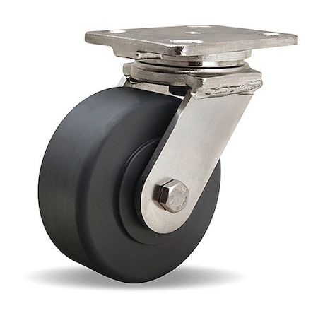 Hamilton Stainless Steel Workhorse Swivel Caster, 5" x 2" Nylast High Performance Cast Nylon Wheel S-WHS-5NYSB-4SL-SFB