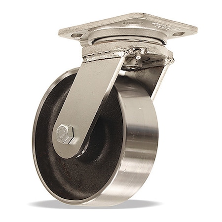 Hamilton Stainless Steel Workhorse Swivel Caster, 6" x 2" Forged Steel Wheel S-WHS-6HFSB