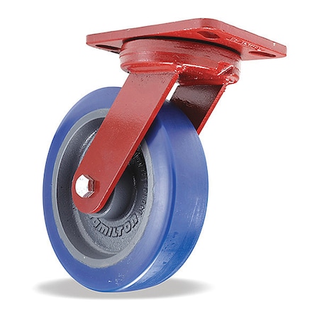 Hamilton Kingpinless Swivel Caster, 8" x 2" Ergo-Glide XT Wheel (80A), 3/4" Sealed Precision Ball Bearings S-ZFHS-8EGB