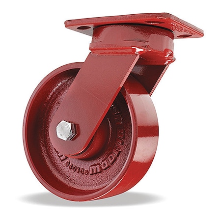 Hamilton Kingpinless Swivel Caster, 6" x 2" Cast Iron Metal Wheel, 1/2" Sealed Precision Ball Bearings S-ZFWH-6MB-4SL-FB
