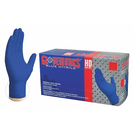 Gloveworks By Ammex Disposable Gloves, 6.00 mil Palm, Nitrile, XL, 100 PK, Royal Blue GWRBN48100BX