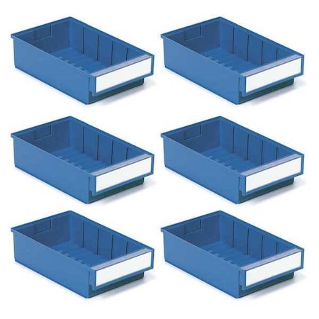 Treston Shelf Storage Bin, Red/Blue, 6 PK SBS6-3020-6