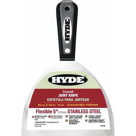 Hyde Joint Knife, Flexible, 5" W, Blk/Silver, SS 01750