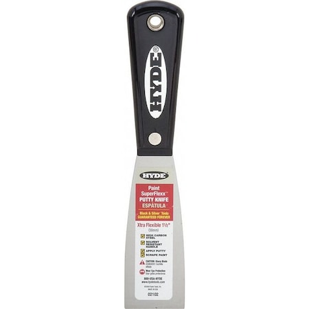 Hyde Putty Knife/Scraper, 1-1/2" W, Blk/Silver 02102