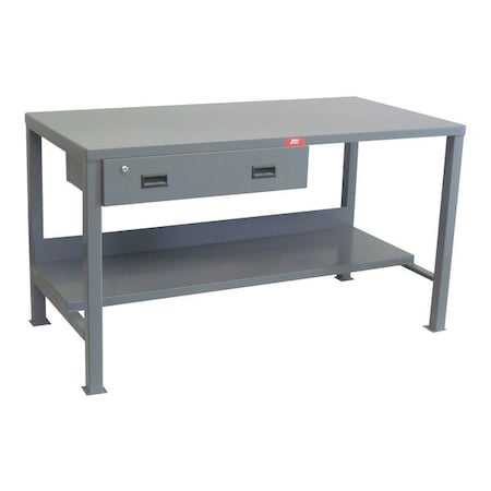 Jamco Heavy Duty Fixed Work Bench, Steel, 72" W, 34" Height, 3000 lb., Straight UN472GP