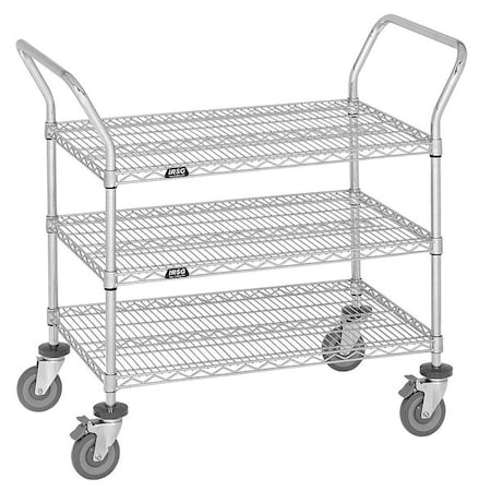 Zoro Select Utility Cart, Cap 400 Lb, 48x24, 3 Shelves UC3-2448LZ
