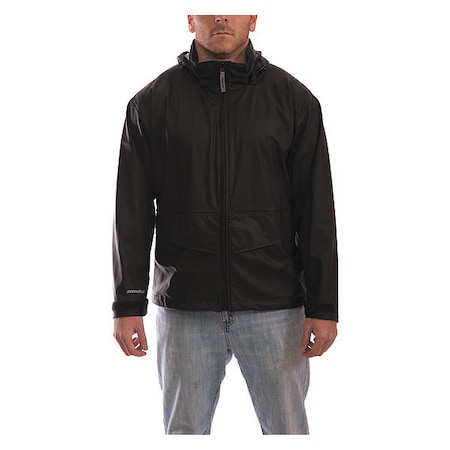 Tingley Stormflex Rain Jacket w/Hood/Pockets, Stretch, Black, L J67113