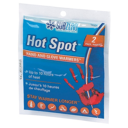 Subzero Hand Warmers, Up to 10 hr, Shake, 115  Degrees F Avg. Temp., 1 PR 12324
