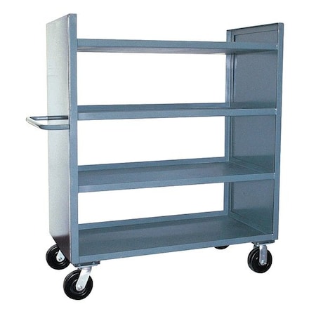 Jamco Dual-Side-Access Solid-Wall Metal Stock Truck, Steel, 3,000 lb Load Capacity, 4 Shelves, 24 in L DD248P600GP