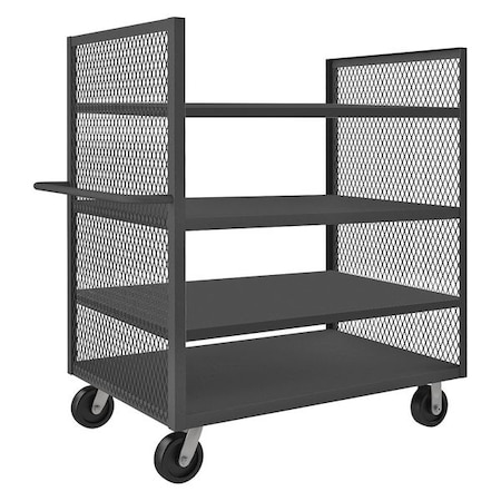 Zoro Select 14 ga. Steel 2 Sided Mesh Stock Cart 2000 lb. Capacity, 66-1/2"L x 36-1/4"W x 56-7/16"H 2SPT-EX3660-4-2K-95