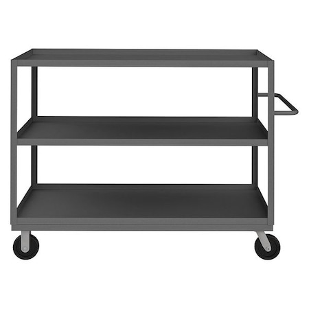Zoro Select Utility Cart with Lipped Metal Shelves, Steel, 3,000 lb Load Capacity, 3 Shelves, 66 1/2 in L RSC-366048-3-3K-6PH-95