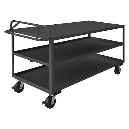 ZORO SELECT Utility Cart with Lipped & Flush Metal Shelves, Steel, Ergonomic, 3 Shelves, 3,600 lb RSCE-3072-3-3.6K-TLD-95