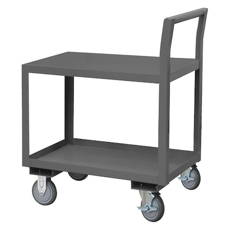 Zoro Select Low-Profile Utility Cart with Lipped & Flush Metal Shelves, Steel, 1,200 lb Load Capacity, 36 in L LDO-183640-2-4PU-08T