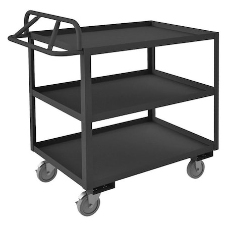 Zoro Select Utility Cart with Lipped Metal Shelves, Steel, 1,200 lb Load Capacity, 3 Shelves, 66 1/2 in L RSCE-3660-3-95