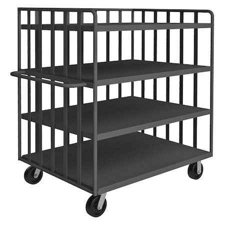 Zoro Select Single-Side-Access Slat-Wall Metal Stock Truck, Steel, 3,000 lb Load Capacity, 4 Shelves OPT-4836-4-6PH-95