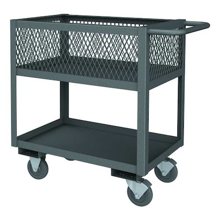 Zoro Select Utility Cart with See-Through Ventilated Walls & Lipped Metal Shelves, Steel, 2 Shelves, 42 in L RSC12-EX1830-2-5PO-95