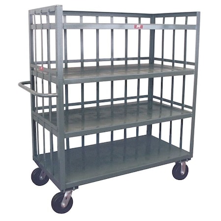 Jamco Single-Side-Access Slat-Wall Metal Stock Truck, Steel, 3,000 lb Load Capacity, 4 Shelves, 24 in L HD260P600GP