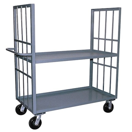 Jamco Dual-Side-Access Slat-Wall Metal Stock Truck, Steel, 3,000 lb Load Capacity, 2 Shelves, 24 in L KB260P600GP