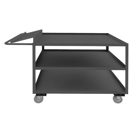 ZORO SELECT Order-Picking Utility Cart with Lipped Metal Shelves, Steel, Flat, 3 Shelves, 1,200 lb OPC-3072-3-95
