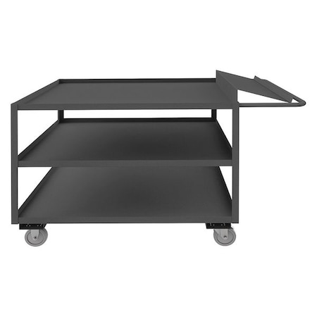 Zoro Select Order-Picking Utility Cart with Lipped Metal Shelves, Steel, 1,200 lb Load Capacity, 3 Shelves OPC-3648-3-95