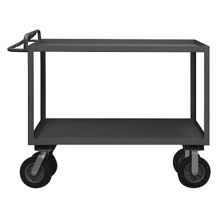 Zoro Select Utility Cart with Lipped Metal Shelves, Steel, 1,200 lb Load Capacity, 2 Shelves, 36 in L, 41 in H RSCE-2430-2-8SPN-95