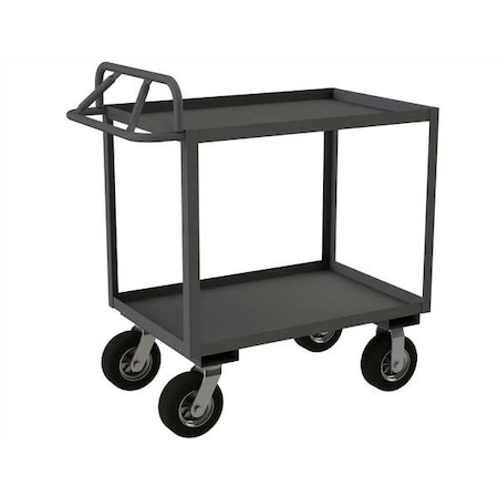 Zoro Select Utility Cart with Lipped Metal Shelves, Steel, 1,200 lb Load Capacity, 2 Shelves, 36 in L, 41 in H RSCE1P-2436-2-8SPN-95