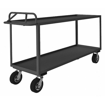 Zoro Select Utility Cart with Lipped Metal Shelves, Steel, 1,200 lb Load Capacity, 2 Shelves, 78 1/2 in L RSCE-2472-2-8SPN-95