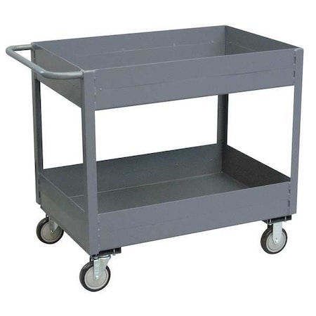 Jamco Utility Cart with Deep Lipped Metal Shelves, Steel, 1,200 lb Load Capacity, 2 Shelves, 54 in L LS248P500GP