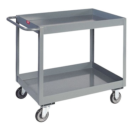 JAMCO Flat Handle Deep Shelf Utility Cart, Steel, 2 Shelves, 1400 lb LT248P500GP