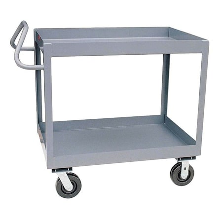 Jamco Utility Cart with Deep Lipped Metal Shelves, Steel, 2,400 lb Load Capacity, 2 Shelves, 54 in L NG248P600GP