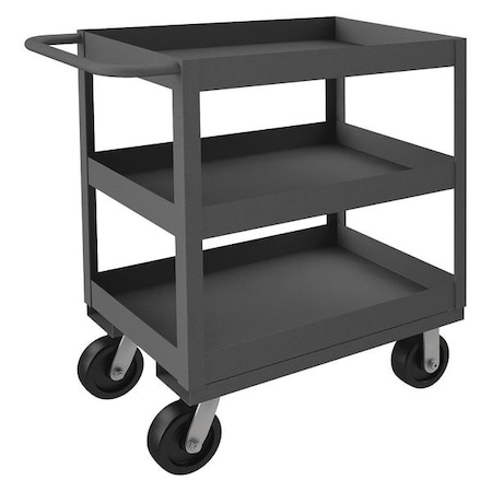 Zoro Select Utility Cart with Deep Lipped Metal Shelves, Steel, 3,600 lb Load Capacity, 3 Shelves, 37 in L RSC3-1830-3-3.6K-95