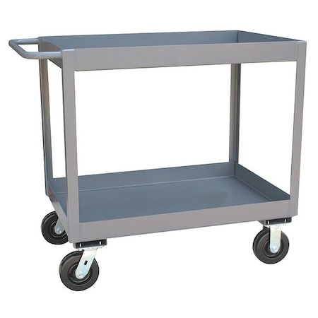 Jamco Utility Cart with Deep Lipped Metal Shelves, Steel, 2,400 lb Load Capacity, 2 Shelves, 36 in L NT130P600GP