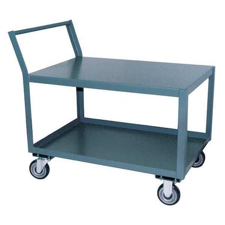 Jamco Raised Handle Utility Cart, Steel, 1,400 lb Load Capacity, 2 Shelves, 54 in L, 37 in W SL448P500GP