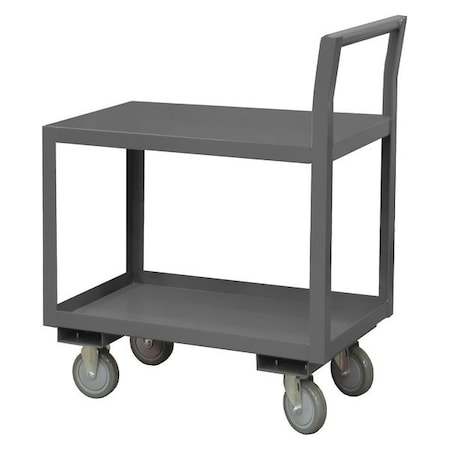 Zoro Select Low-Profile Utility Cart with Lipped & Flush Metal Shelves, Steel, 1,400 lb Load Capacity, 48 in L LDO-3036-2-5PO-95
