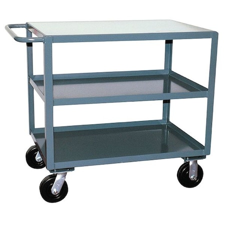 Jamco Utility Cart with Lipped & Flush Metal Shelves, Steel, 2,400 lb Load Capacity, 3 Shelves, 54 in L SF448P600GP