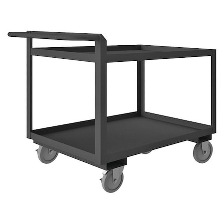 Zoro Select Utility Cart with Lipped Metal Shelves, Steel, 1,200 lb Load Capacity, 2 Shelves, 64 1/2 in L RSCR364836ALU5PU95