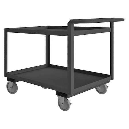 Zoro Select Utility Cart with Lipped Metal Shelves, Steel, 1,200 lb Load Capacity, 2 Shelves, 66 1/2 in L RSCR246036ALU5PU95