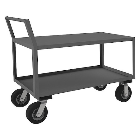 Zoro Select Low-Profile Utility Cart with Lipped & Flush Metal Shelves, Steel, 1,200 lb Load Capacity, 52 in L LDO-244841-2-8SPN-95