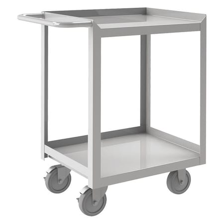 Zoro Select Corrosion-Resistant Utility Cart with Single-Side Flush Metal Shelves, Stainless Steel, 2 Shelves SRSC1618242FLD5PU