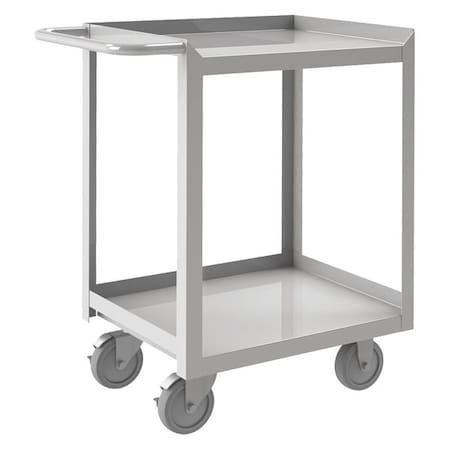 Zoro Select Corrosion-Resistant Utility Cart with Single-Side Flush Metal Shelves, Stainless Steel, 2 Shelves SRSC1624482FLD5PU