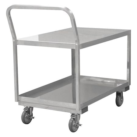 Zoro Select Utility Cart, Stainless Steel, 1,200 lb Load Capacity, 2 Shelves, 52 3/4 in L, 30 1/4 in W SLDO16304825PU