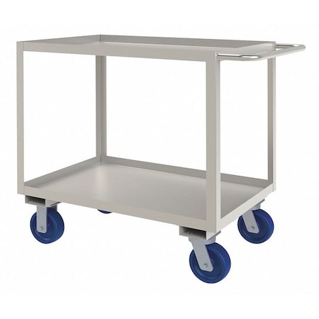 Zoro Select Corrosion-Resistant Utility Cart with Lipped Metal Shelves, Stainless Steel, 1,200 lb Load Capacity SRSC1624362ALU6PU