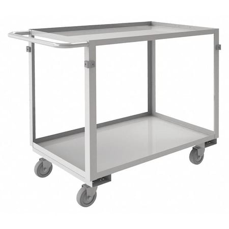 Zoro Select Corrosion-Resistant Utility Cart with Lipped Metal Shelves, Stainless Steel, 600 lb Load Capacity SRSC2022362ALU4PU