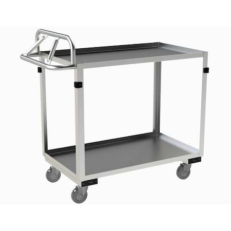 Zoro Select Corrosion-Resistant Utility Cart with Lipped Metal Shelves, Stainless Steel, 600 lb Load Capacity SRSCE2022362ALU4PU