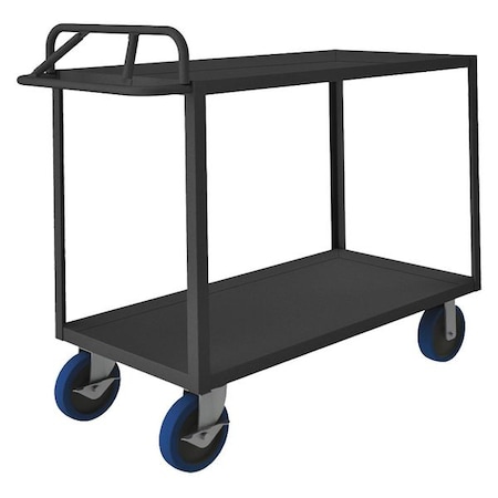 Zoro Select Utility Cart with Lipped Metal Shelves, Steel, 3,600 lb Load Capacity, 2 Shelves, 42 in L, 36 in H RSCE-2436-2-3.6K-8PUSB-95