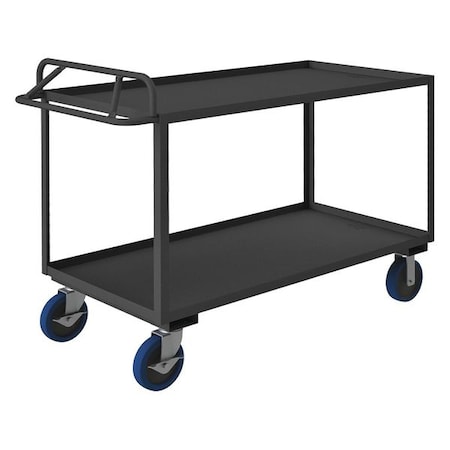 Zoro Select Utility Cart with Lipped Metal Shelves, Steel, 3,600 lb Load Capacity, 2 Shelves, 66 1/2 in L RSCE-3060-2-3.6K-8PUSB-95