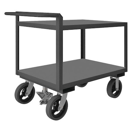 Zoro Select Utility Cart with Flush Metal Shelves, Steel, 2,400 lb Load Capacity, 2 Shelves, 66 1/2 in L RSCR306036ALDFL8MR95