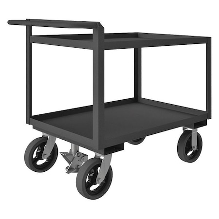 Zoro Select Utility Cart with Lipped Metal Shelves, Steel, 2,400 lb Load Capacity, 2 Shelves, 51 in L, 44 in H RSCR304836ALUFL8MR95